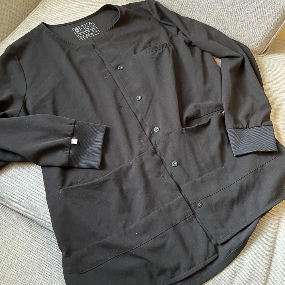 🔐Price Firm🔐 | FIGS Black Scrub Jacket Tangier Medical Coat Size Medium
